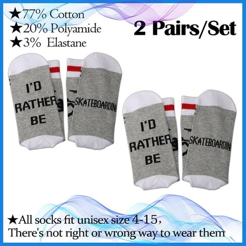 PXTIDY Skateboarding Socks I'd Rather Be Skateboarding Novelty Crew Socks Skateboard Gifts for Skateboard Skate Lover Coach in Kuwait