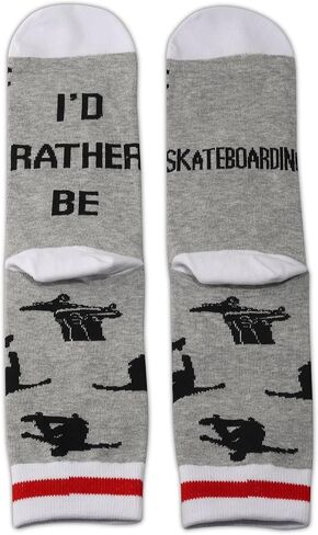 PXTIDY Skateboarding Socks I'd Rather Be Skateboarding Novelty Crew Socks Skateboard Gifts for Skateboard Skate Lover Coach in Kuwait