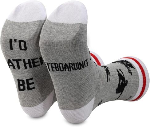 PXTIDY Skateboarding Socks I'd Rather Be Skateboarding Novelty Crew Socks Skateboard Gifts for Skateboard Skate Lover Coach in Kuwait