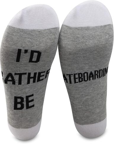 PXTIDY Skateboarding Socks I'd Rather Be Skateboarding Novelty Crew Socks Skateboard Gifts for Skateboard Skate Lover Coach in Kuwait