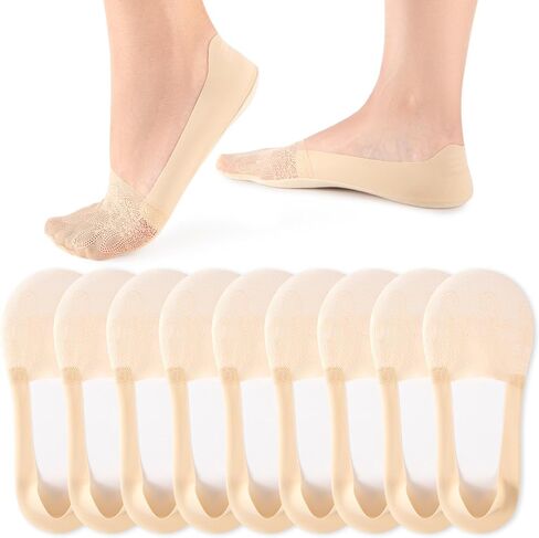 No Show Socks for Women, Breathable Cotton Invisible Liners, Non-Slip Low Cut Socks for Flats Loafers (9 Pairs) in Saudi Arabia