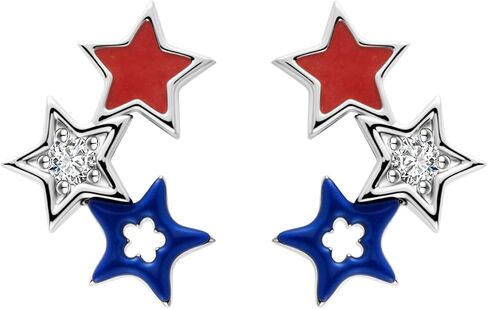 American Flag Earrings for Women 4th of July Red White Blue Stud Earrings 925 Sterling Silver Independence Day Patriotic Jewelry Gifts in Saudi Arabia