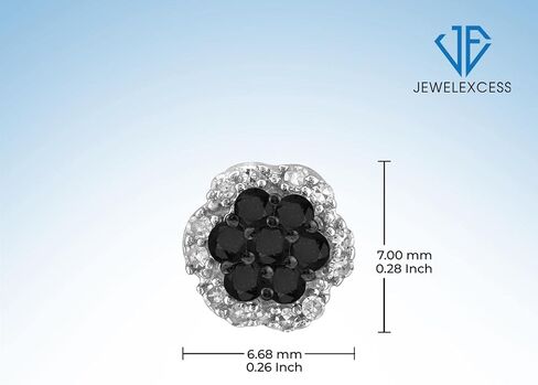 JEWELEXCESS 1/4 Carat Black & White Diamond Cluster Stud Earrings – Sterling Silver (.925)| Hypoallergenic Studs for Women - Round Cut Set with Push Backs in Saudi Arabia