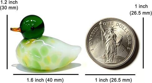 Hand-Blown Art Glass Mallard Duck Statues, Set of 2 Mini Wild Duck Figurines, Decorative Crystal Glass Bird Sculptures for Home Decor, Collectible Gift for Bird Lovers in Saudi Arabia