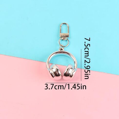 8PCS Music-Themed Mini Headphone Keychains with Lobster Clasp – Durable Plastic, No Power Required, for Phones & Backpack Accessories in Saudi Arabia
