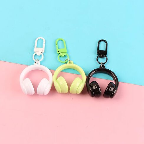 8PCS Music-Themed Mini Headphone Keychains with Lobster Clasp – Durable Plastic, No Power Required, for Phones & Backpack Accessories in Saudi Arabia