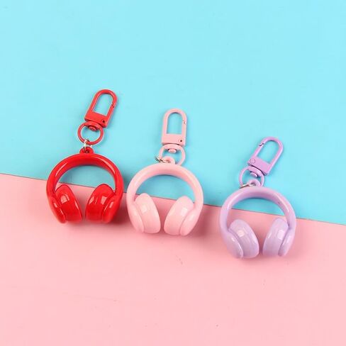 8PCS Music-Themed Mini Headphone Keychains with Lobster Clasp – Durable Plastic, No Power Required, for Phones & Backpack Accessories in Saudi Arabia