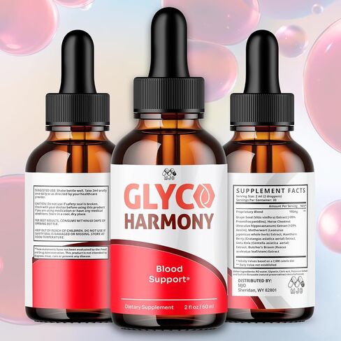 Glyco Harmony Drops, Official Glyco Harmony Liquid Supplement with All Natural Ingredients, GlycoHarmony Blood Support Maximum Strength Health and Wellness Vitamin Supplement (1 Bottle, 30 Servings) in Kuwait