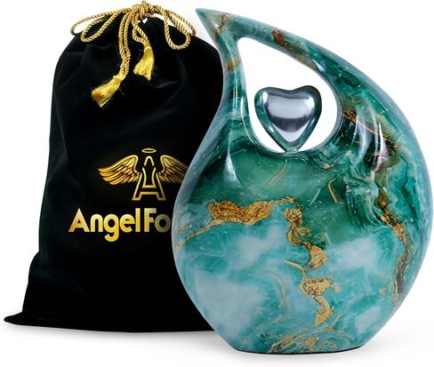 Teardrop Cremation Urn for Human Ashes Adult Metal Memorial Urn, Holds Ashes Up to 200 Cu in, Urns for Men & Women (Jade Green) in Saudi Arabia