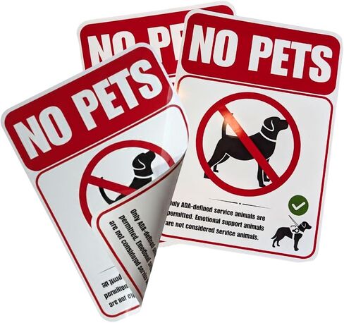 TOTOMO No Pets Sign Business Window Decal (3 Pack) - Large 10x7 Double Sided Sticker - Inside Glass Application for Storefront - ADA Service Animal Notice & Emotional Support Policy in Saudi Arabia