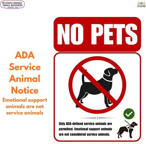 TOTOMO No Pets Sign Business Window Decal (3 Pack) - Large 10x7 Double Sided Sticker - Inside Glass Application for Storefront - ADA Service Animal Notice & Emotional Support Policy in Saudi Arabia
