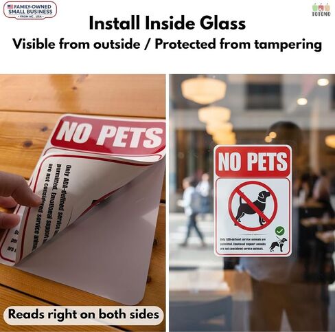 TOTOMO No Pets Sign Business Window Decal (3 Pack) - Large 10x7 Double Sided Sticker - Inside Glass Application for Storefront - ADA Service Animal Notice & Emotional Support Policy in Saudi Arabia