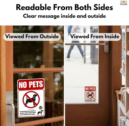 TOTOMO No Pets Sign Business Window Decal (3 Pack) - Large 10x7 Double Sided Sticker - Inside Glass Application for Storefront - ADA Service Animal Notice & Emotional Support Policy in Saudi Arabia