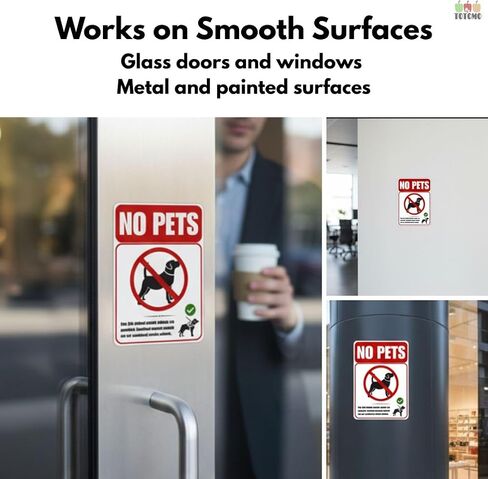 TOTOMO No Pets Sign Business Window Decal (3 Pack) - Large 10x7 Double Sided Sticker - Inside Glass Application for Storefront - ADA Service Animal Notice & Emotional Support Policy in Saudi Arabia