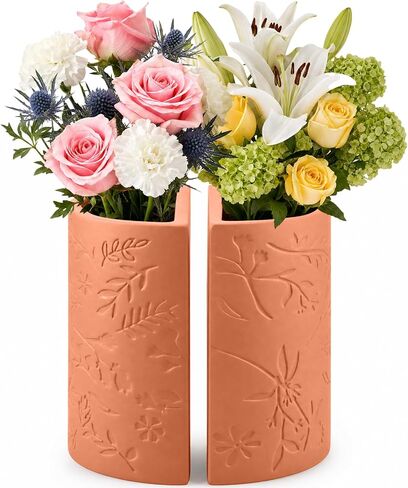 Terracotta Flower Vase for Home Decor, Decorative Vase for Dining Table Decor Fireplace Living Room Bathroom in Saudi Arabia