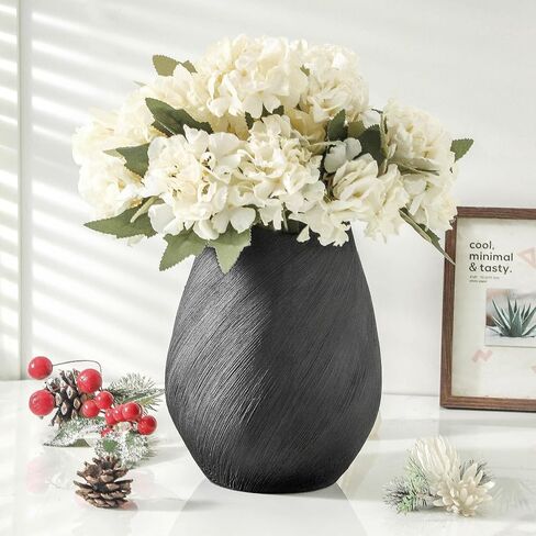 ALMA 14" Tall White Flower Vase, Large Modern Ceramic Vase for Home Decor, Minimalist Beige Vase for Living Room, Dinning Room, Bedroom, Enterway, Bookshelf, Fireplace, Gift for Housewarming in Kuwait