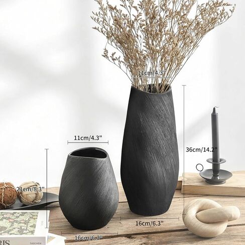 ALMA 14" Tall White Flower Vase, Large Modern Ceramic Vase for Home Decor, Minimalist Beige Vase for Living Room, Dinning Room, Bedroom, Enterway, Bookshelf, Fireplace, Gift for Housewarming in Kuwait