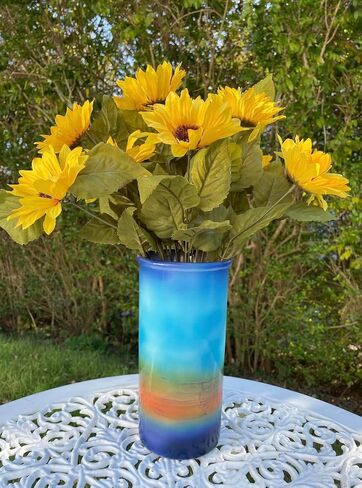 Handmade USA Ocean Blue VASE - 9" H x 4.5" W Perfect Pottery Wedding Gift Individually Signed by Award-Winning Artist Judith Stiles in Cape Cod Studio for Mantelpiece, Bedroom, Living Room in Saudi Arabia