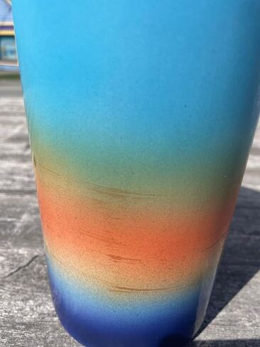 Handmade USA Ocean Blue VASE - 9" H x 4.5" W Perfect Pottery Wedding Gift Individually Signed by Award-Winning Artist Judith Stiles in Cape Cod Studio for Mantelpiece, Bedroom, Living Room in Saudi Arabia
