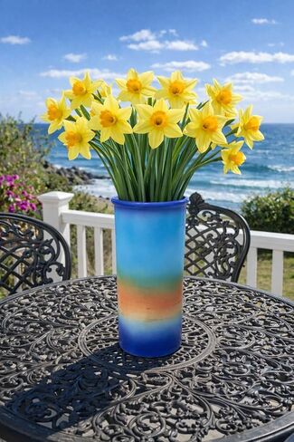 Handmade USA Ocean Blue VASE - 9" H x 4.5" W Perfect Pottery Wedding Gift Individually Signed by Award-Winning Artist Judith Stiles in Cape Cod Studio for Mantelpiece, Bedroom, Living Room in Saudi Arabia