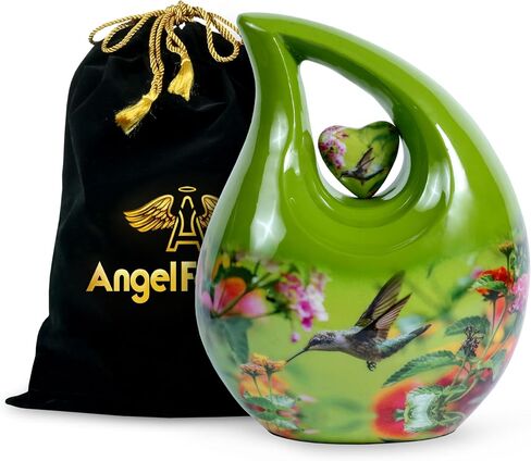 Teardrop Cremation Urn for Human Ashes Adult Metal Memorial Urn, Holds Ashes Up to 200 Cu in, Urns for Men & Women (Jade Green) in Saudi Arabia