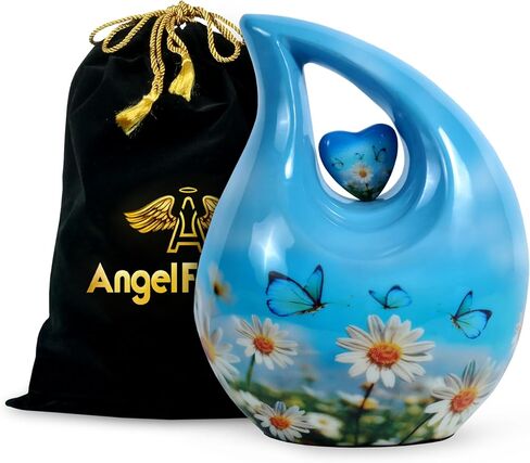 Teardrop Cremation Urn for Human Ashes Adult Metal Memorial Urn, Holds Ashes Up to 200 Cu in, Urns for Men & Women (Jade Green) in Saudi Arabia