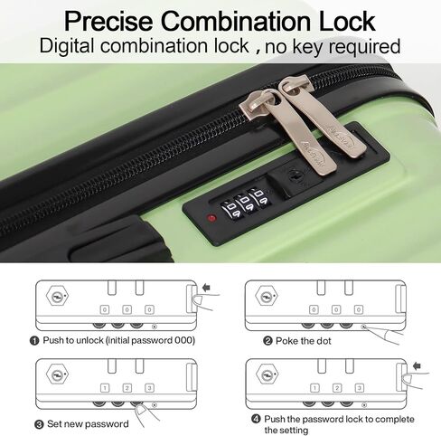 3-Piece Hardside Luggage Set, ABS+PC Spinner Suitcase with Anti-Burst Zipper & Built-in Lock, 20/24/28 Inch (green) in Saudi Arabia