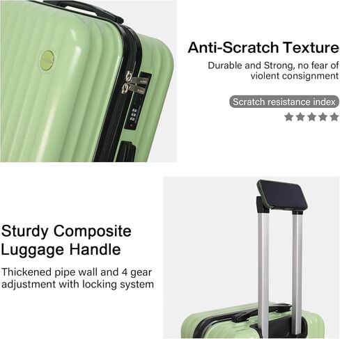 3-Piece Hardside Luggage Set, ABS+PC Spinner Suitcase with Anti-Burst Zipper & Built-in Lock, 20/24/28 Inch (green) in Saudi Arabia