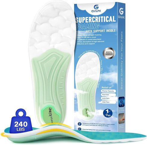 Gviipk Lightweight Arch Support Inserts, Advanced Pain Relief Insoles for Men Women, Shock Absorption Running Sport Insoles, Relief Plantar Fasciitis Flat Feet - S in Saudi Arabia