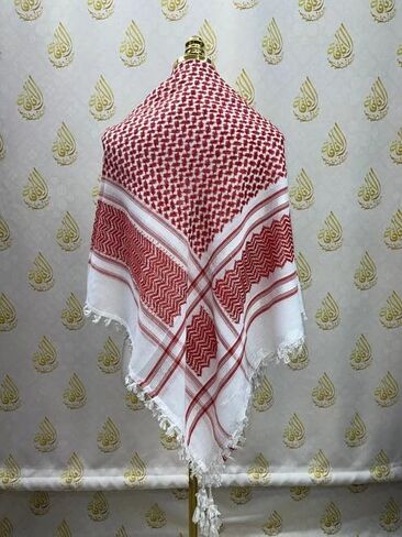 Red & White Keffiyeh Scarf – Premium Quality Traditional Palestinian Headscarf for Everyday & Cultural Wear in Saudi Arabia