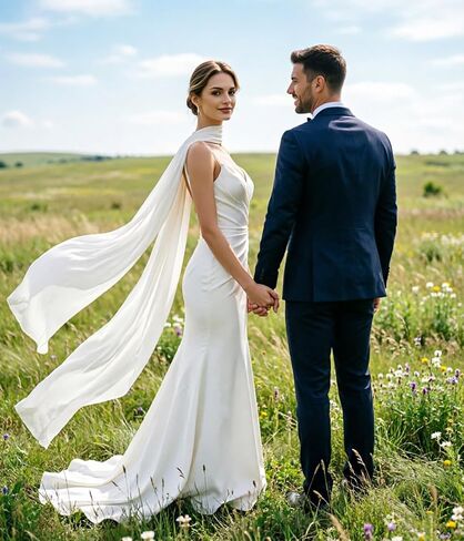 Chiffon Bridal Neck Scarf Long Wedding Shawl Wrap for Bride Accessories in Saudi Arabia