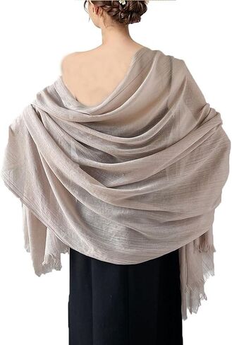 Women's Cotton Solid Scarfs Long Lightweight Soft Scarf Wrap Shawl for Evening Wedding Dresses in Saudi Arabia