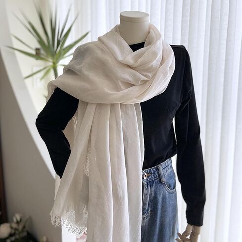 Mawjom Women Scarf Cotton Linen Shawl Wrap Plain Plain Lightweight Headscarf 39"x77" in Saudi Arabia