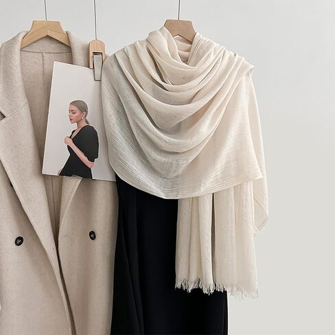 Mawjom Women Scarf Cotton Linen Shawl Wrap Plain Plain Lightweight Headscarf 39"x77" in Saudi Arabia