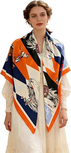 Extra-Large Square Scarf 51" Fashion Scarves Shwal Scarf Headscarf Hair Wrapping Scarfs Neck Scarves for Women B04 in Saudi Arabia