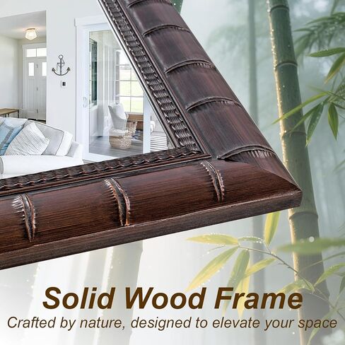 Large Mirrors for Wall Decor, 48'' x 24'' Antique Brozne Wall Mirror with Bamboo-Joint Design, Rectangular Decorative Mirrors for Bathroom, Entryway, Dining Room, Fireplace in Saudi Arabia