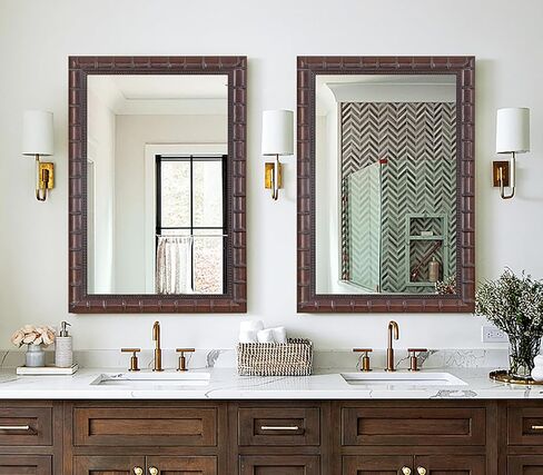 Large Mirrors for Wall Decor, 48'' x 24'' Antique Brozne Wall Mirror with Bamboo-Joint Design, Rectangular Decorative Mirrors for Bathroom, Entryway, Dining Room, Fireplace in Saudi Arabia