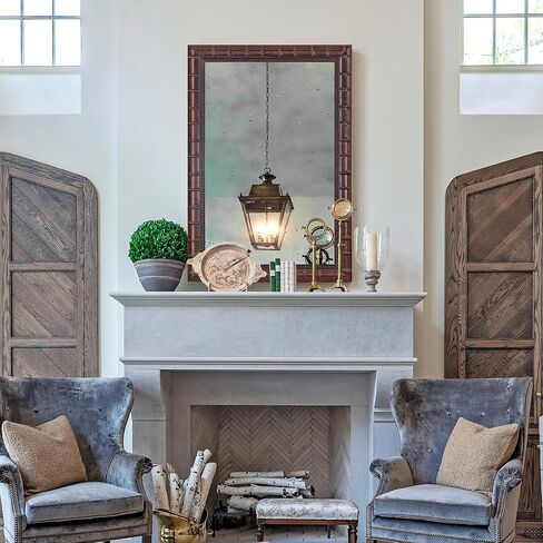 Large Mirrors for Wall Decor, 48'' x 24'' Antique Brozne Wall Mirror with Bamboo-Joint Design, Rectangular Decorative Mirrors for Bathroom, Entryway, Dining Room, Fireplace in Saudi Arabia