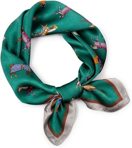Silk Scarf with Horse Print, Square Neck Scarf Satin Scarf Fashion Lightweight Wraps in Saudi Arabia