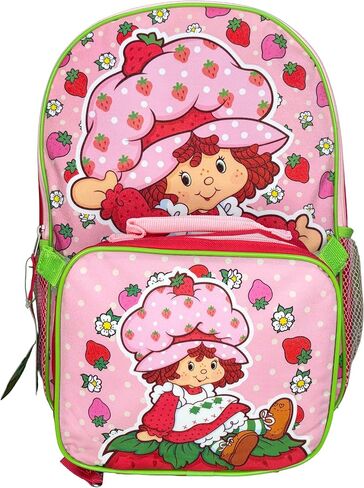 Fast Forward Strawberry Shortcake 16 Inch Backpack with Lunch Bag, Pink Character Design with Strawberry Theme in Kuwait