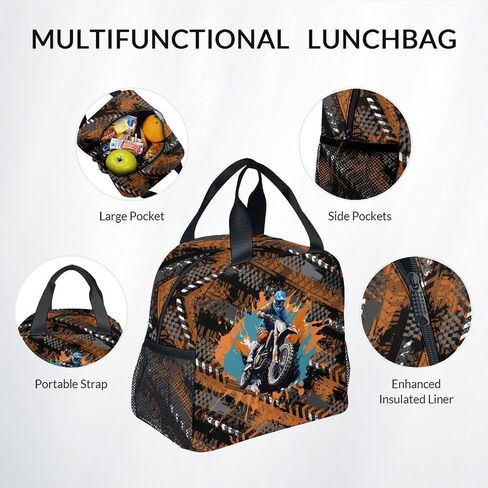 Mercuryelf Backpack and Lunch Box - Cool Motorcycle Backpacks with Lunch Bag for Kids Boys - 17 Inch 3 in 1 Bookbag Set for School, Travel in Saudi Arabia