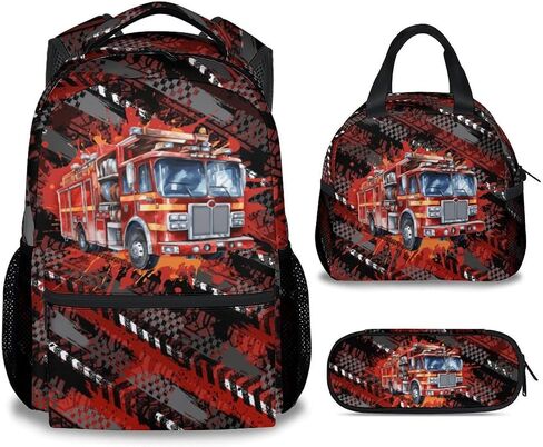Mercuryelf Backpack and Lunch Box - Cool Motorcycle Backpacks with Lunch Bag for Kids Boys - 17 Inch 3 in 1 Bookbag Set for School, Travel in Saudi Arabia