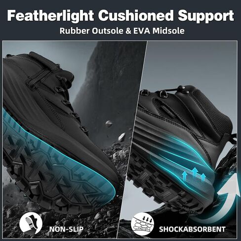 Men's Orthopedic Wide Toe Box Tactical Boots: Comfortable Plantar Fasciitis Arch Support Leather Military Combat Boots, Long Standing Outdoor Hiking Non Slip Flat Feet Work Boots for Foot & heel Pain in Kuwait