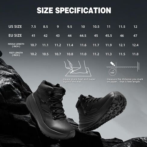 Men's Orthopedic Wide Toe Box Tactical Boots: Comfortable Plantar Fasciitis Arch Support Leather Military Combat Boots, Long Standing Outdoor Hiking Non Slip Flat Feet Work Boots for Foot & heel Pain in Kuwait