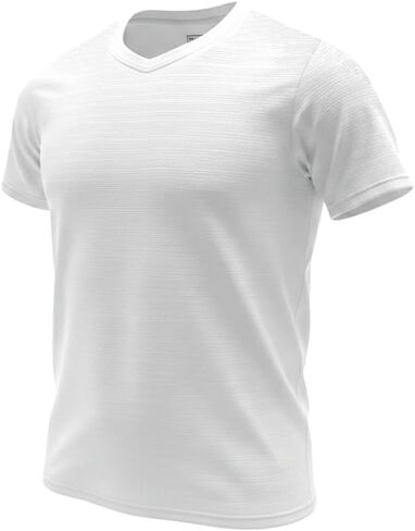 Men's Athletic T-Shirt, Striped V-Neck Pullover, Moisture Wicking, Lightweight Workout Gym tees in Saudi Arabia