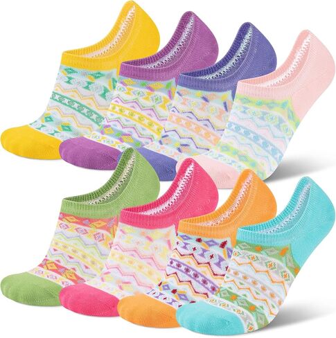 Heatuff No Show Socks Womens Cotton Invisible Low Cut Non Slip Casual Socks Flat Boat Line 8 Pairs in Kuwait