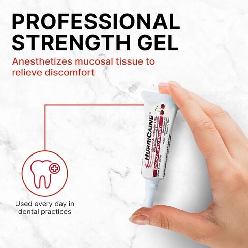 HurriCaine Topical Anesthetic Gel (5.25g Tube) – Fast-Acting 20% Benzocaine for Temporary Soothing of Minor Mouth Irritation Caused by Canker Sores, Dental Procedures & More - OTC, Dye-Free Formula in Saudi Arabia
