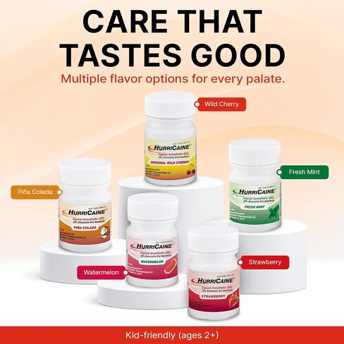 HurriCaine Topical Anesthetic Gel (5.25g Tube) – Fast-Acting 20% Benzocaine for Temporary Soothing of Minor Mouth Irritation Caused by Canker Sores, Dental Procedures & More - OTC, Dye-Free Formula in Saudi Arabia