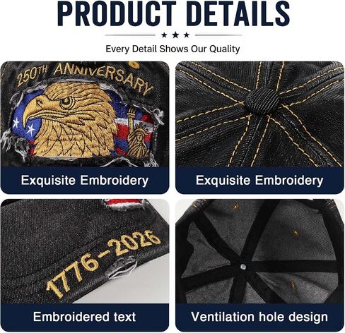 USA 250th Anniversary Hat 1776-2026 - Premium Embroidered Eagle & Flag Patriotic Baseball Cap, Vintage Distressed Veteran Gift for Men & Women Black in Saudi Arabia