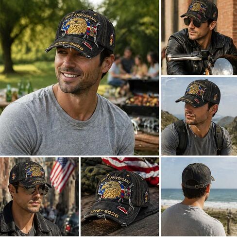 USA 250th Anniversary Hat 1776-2026 - Premium Embroidered Eagle & Flag Patriotic Baseball Cap, Vintage Distressed Veteran Gift for Men & Women Black in Saudi Arabia